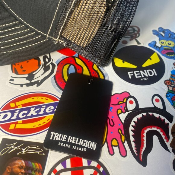 NWT TRUE RELIGION Black Buddha Logo Snapback Trucker Cap hat OSFM - Picture 4 of 11